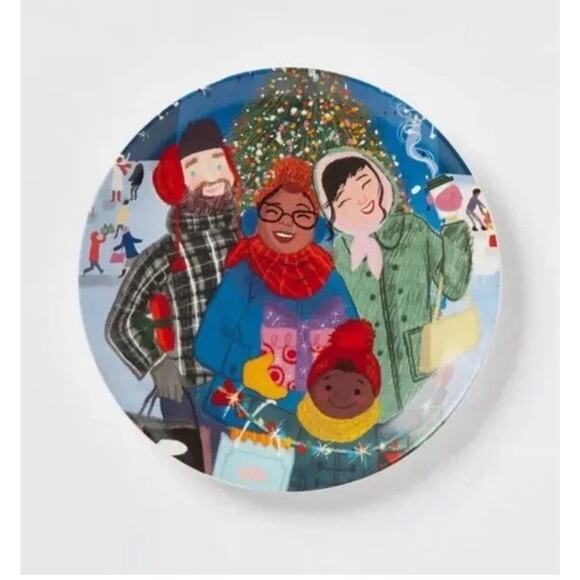 Vanessa Brantley-Newton 8.5" Stoneware Christmas Friends Appetizer Plates 4 Ct - Picture 1 of 2